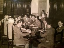 La firma dell'atto costitutivo (anno 1955). Si riconoscono:Danilo Verzili, Mario Verdone, Raffaele Ciabattini